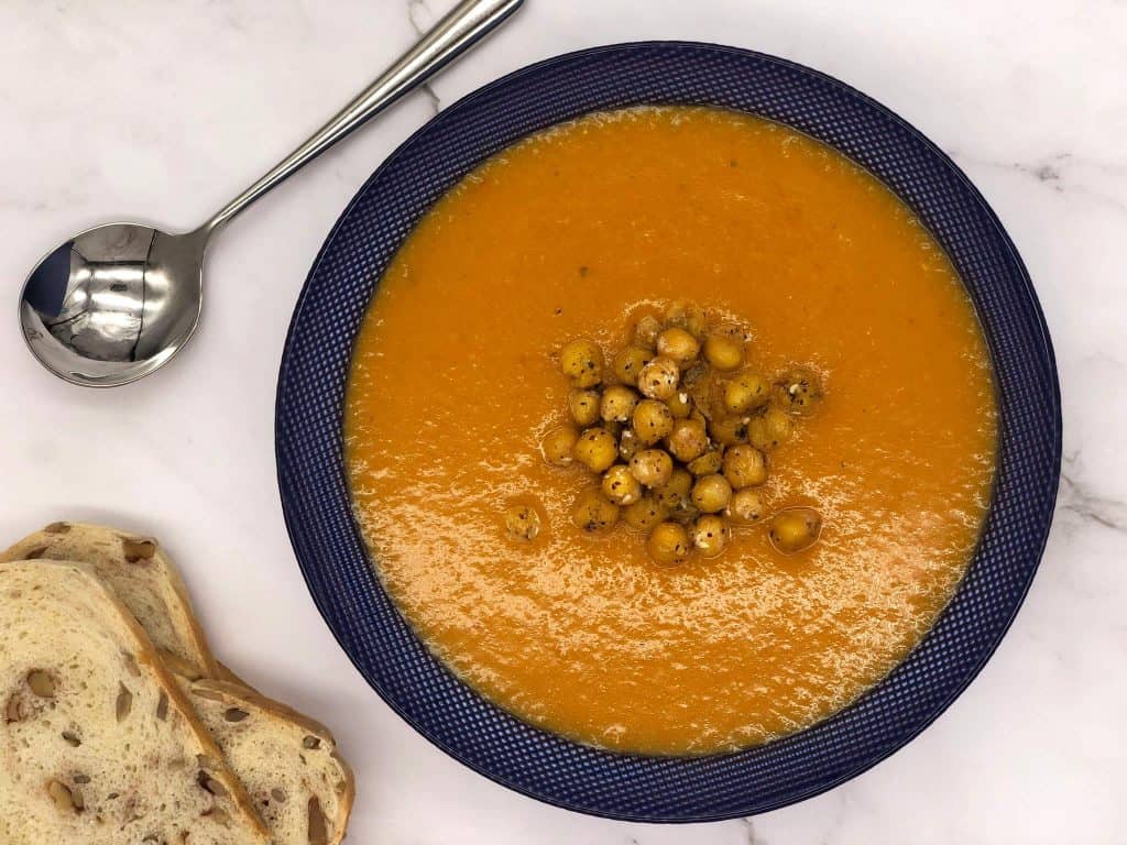 Bread with butternut squash soup
