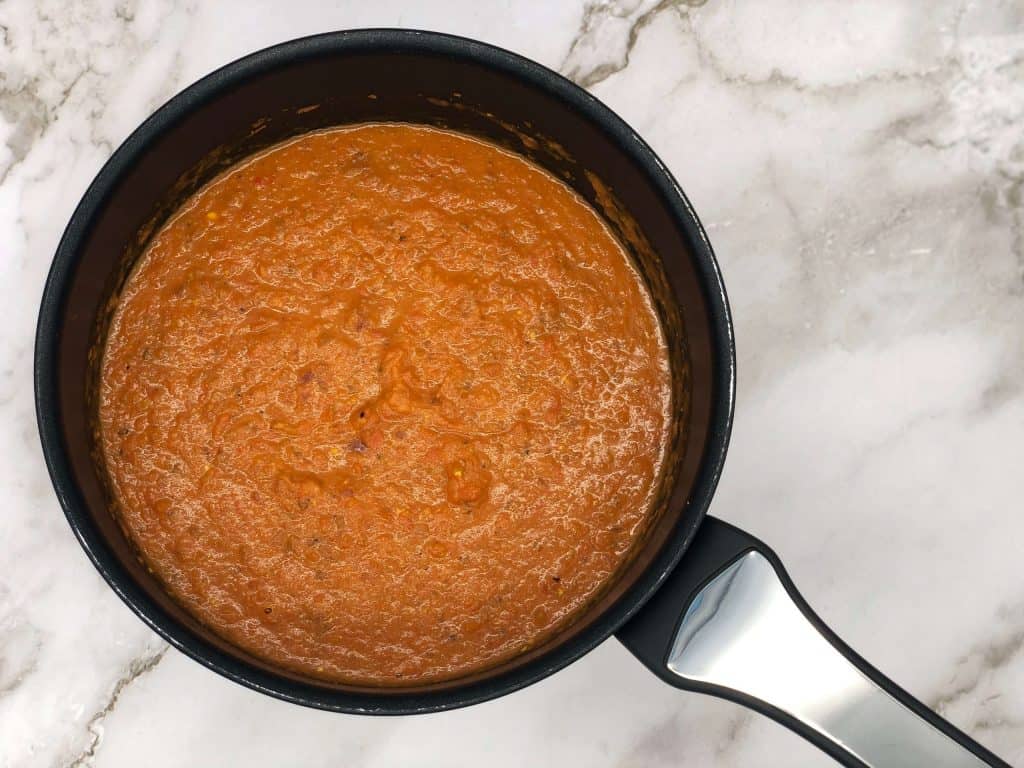 Tomato soup in a saucepan