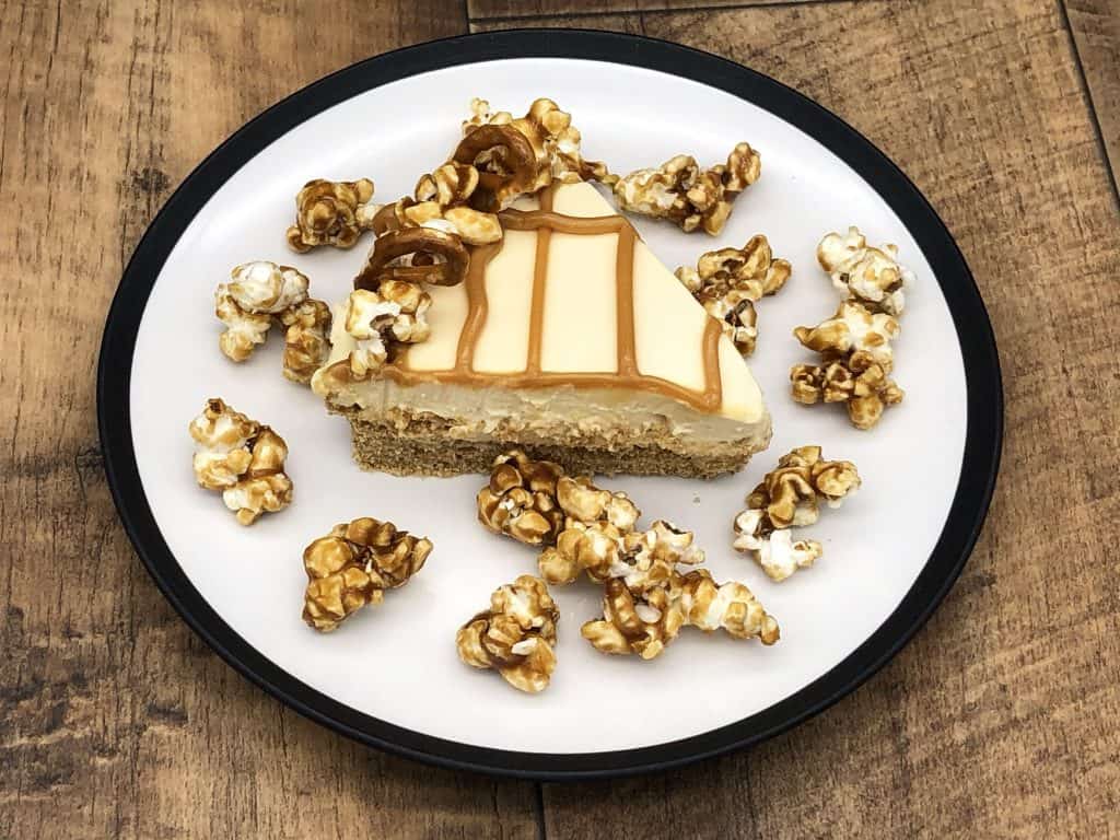 A piece of salted caramel cheesecake