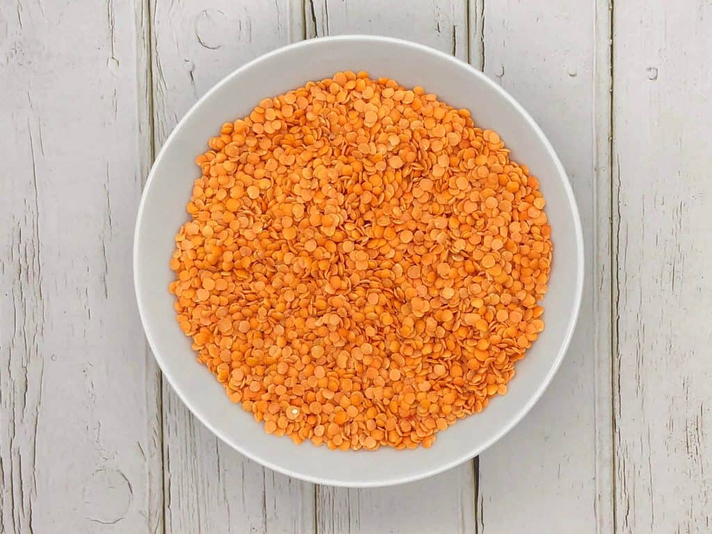 A bowl of masoor dahl red lentils