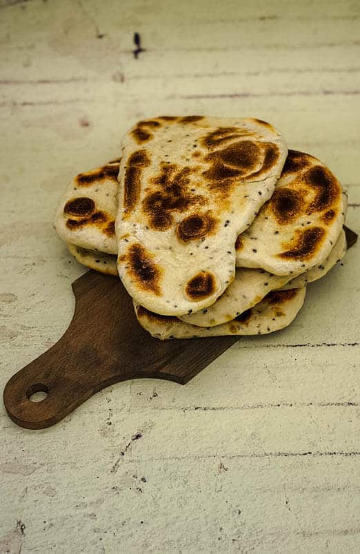 Fresh homemade Naan bread ready to eat
