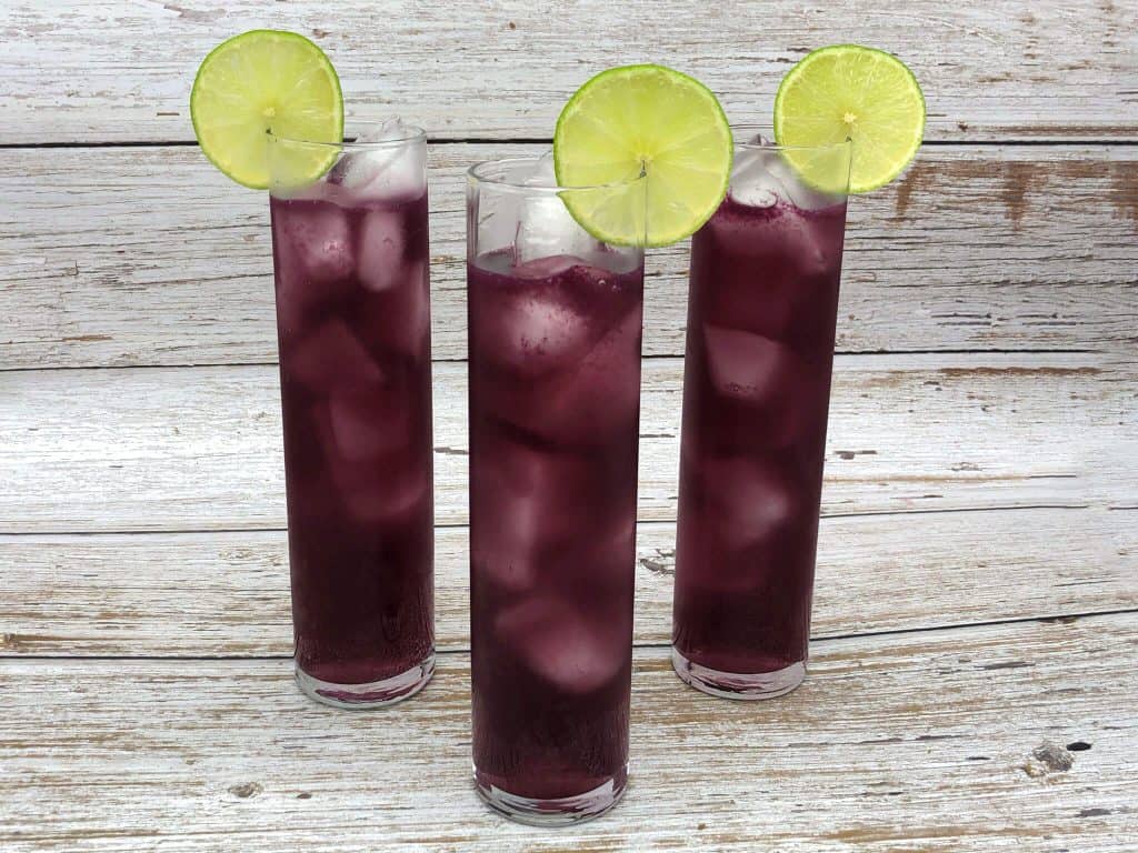 Homemade purple rain cocktails ready to drink