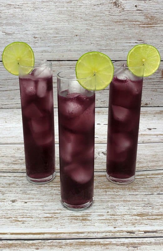 Delicious purple rain cocktail in a glass