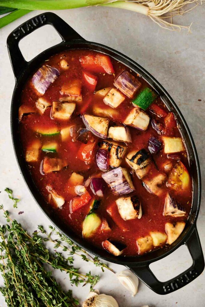 Ratatouille Recipe in a skillet.