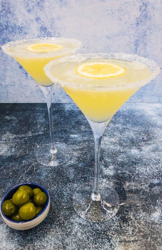 Two zesty lemon drop martinis