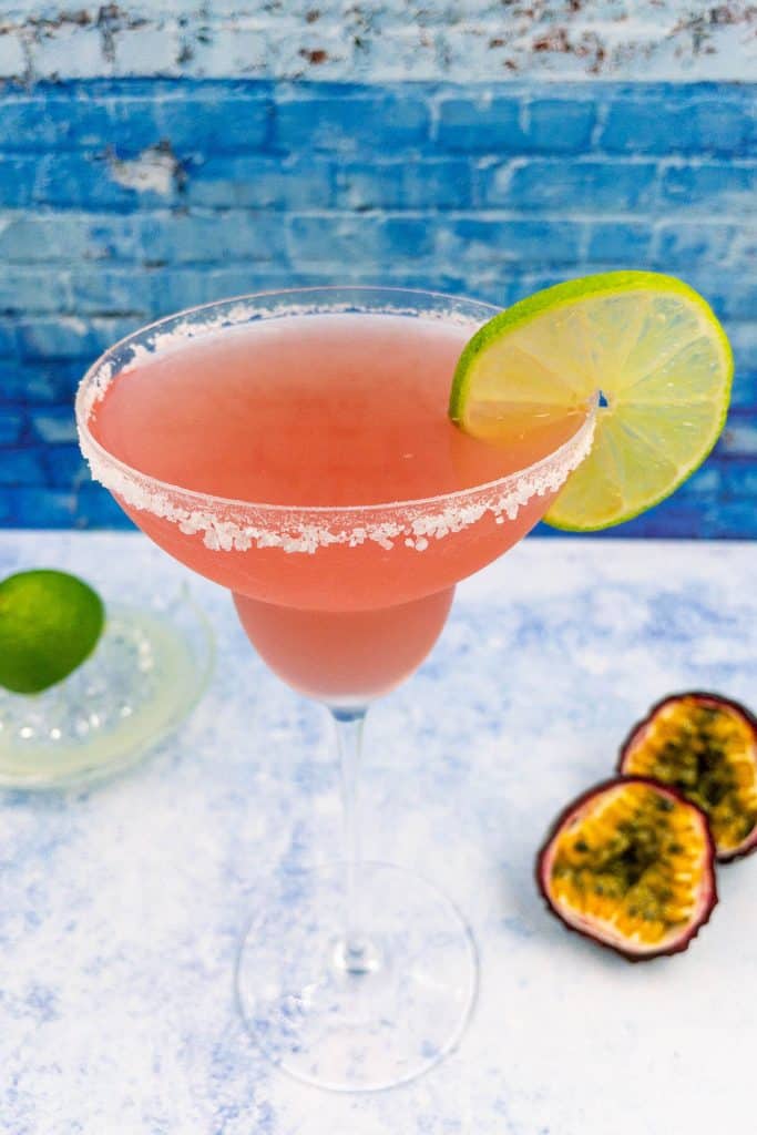 Bright passion fruit margarita drink for the summer