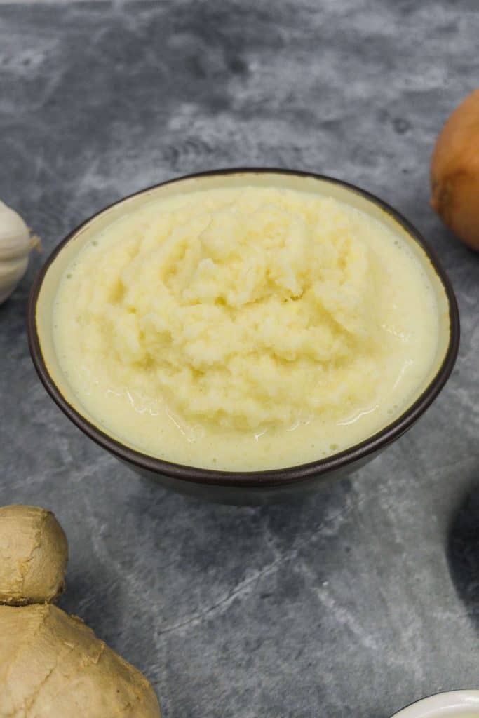 Smooth ginger garlic paste in a bowl