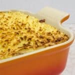 Delicious Quorn cottage pie in an ovenproof dish