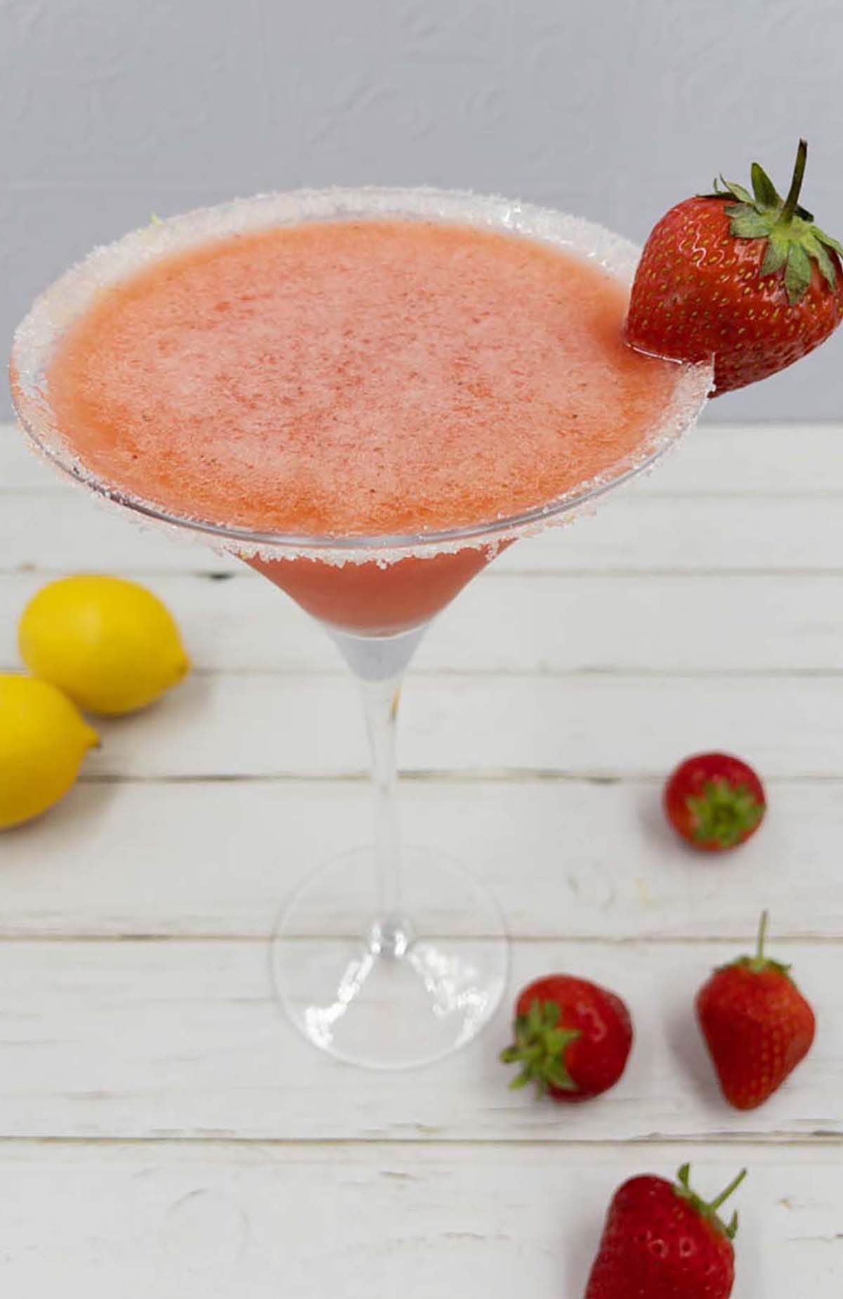 Homemade fresh strawberry martini