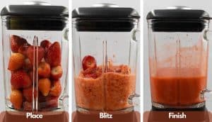 How to make strawberry puree,blend strawberries.