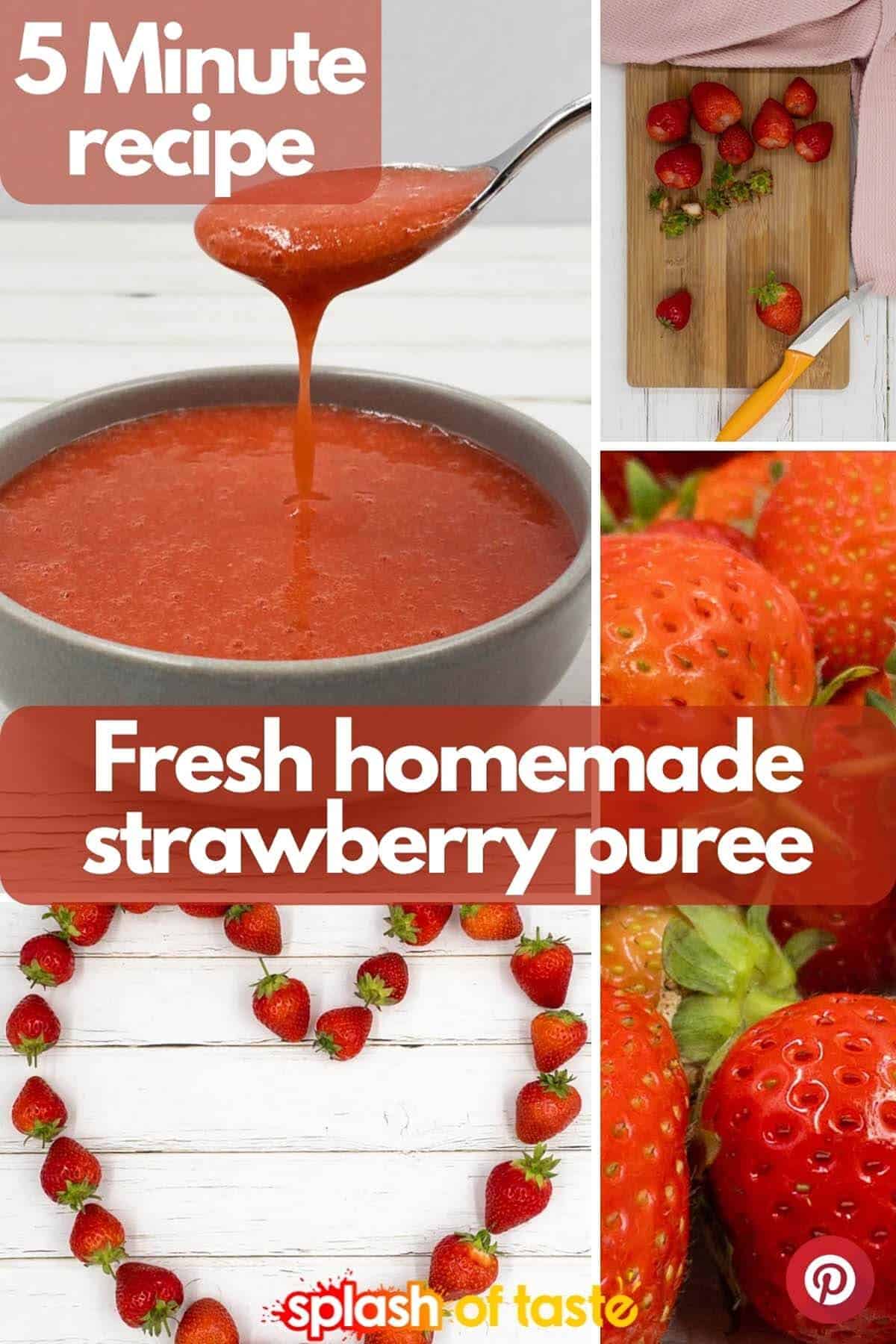 Homemade strawberry puree pinterest image.