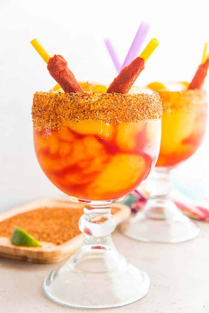 Awesome mangonada margarita cocktails in cocktail glasses