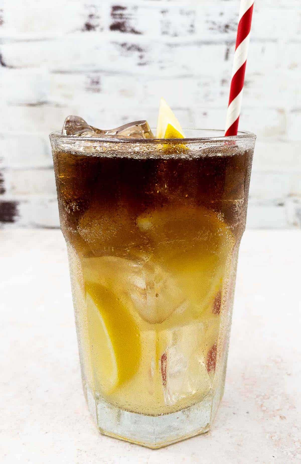 Long Island iced tea cocktail drink.