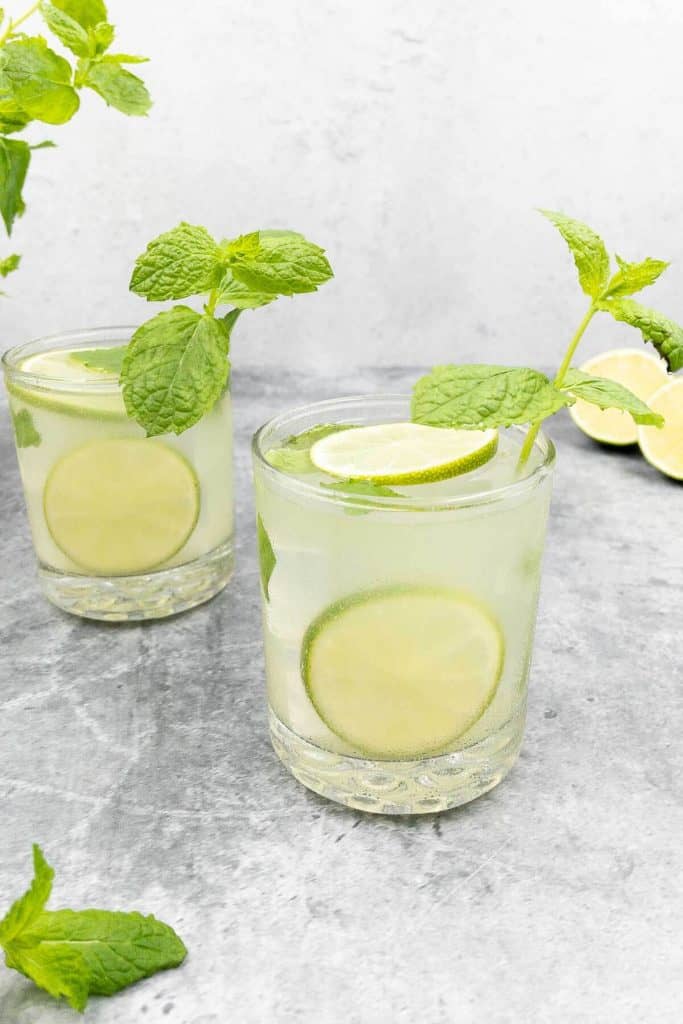 Two mojitorita cocktails with mint garnish.