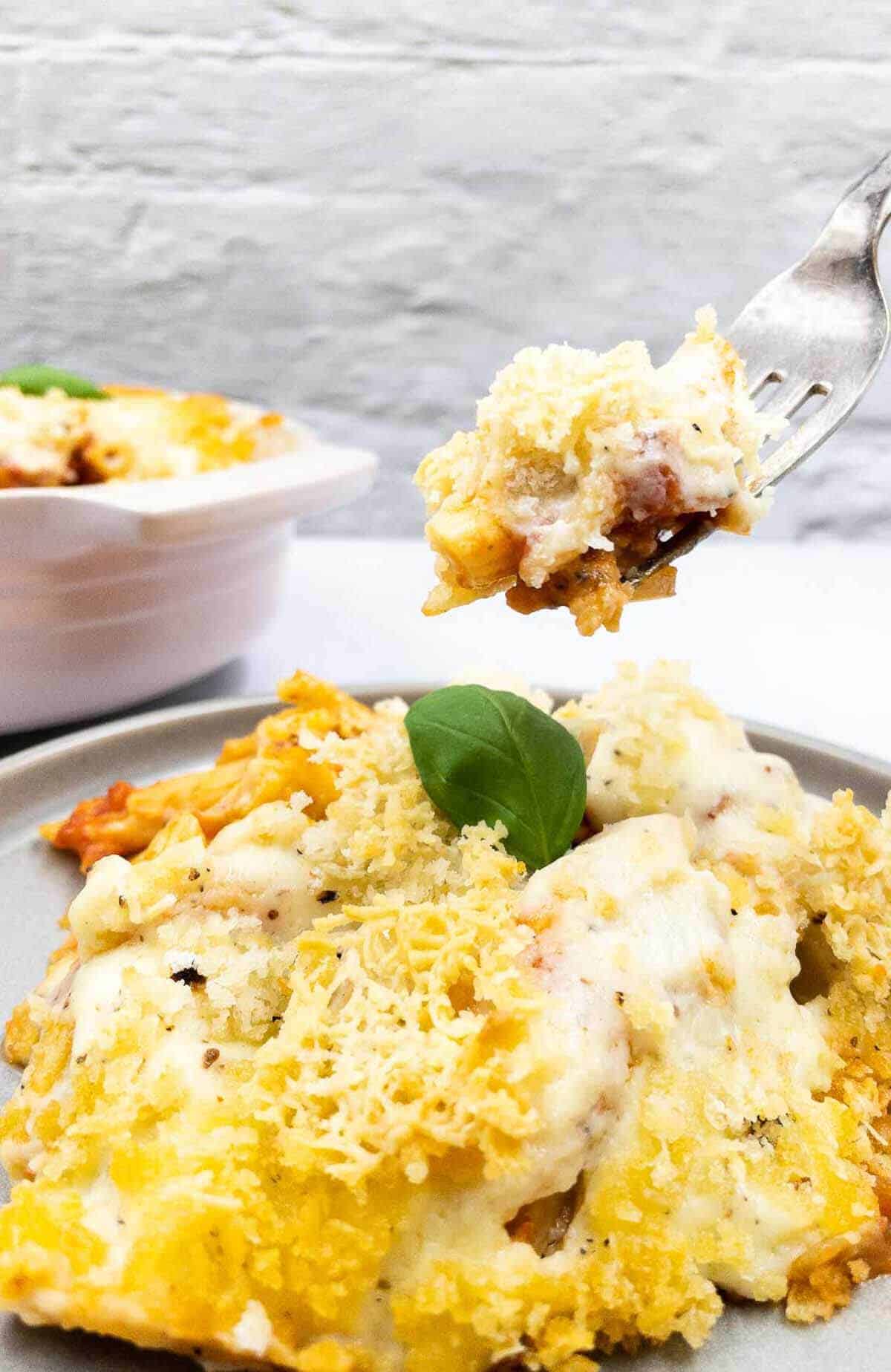 Cheesy homemade pasta la forno.