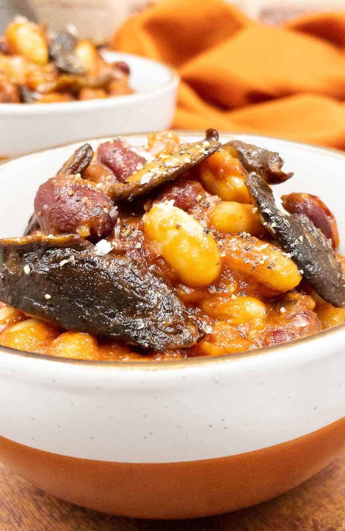 Homemade BBQ beans and mushrooms.