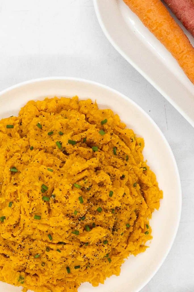 Absolutely delicious serving dish of mashed sweet potatoes