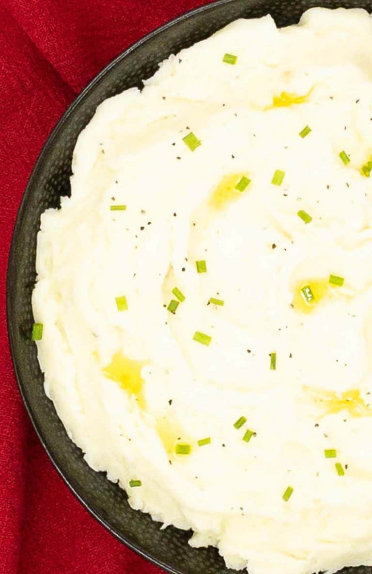 A bowl of homemade mashed potato ready to eat,