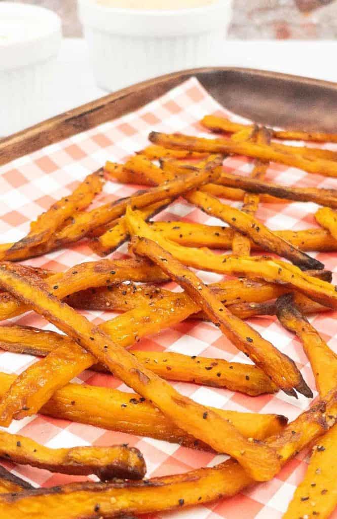 Sweet potato fries ready to eat.