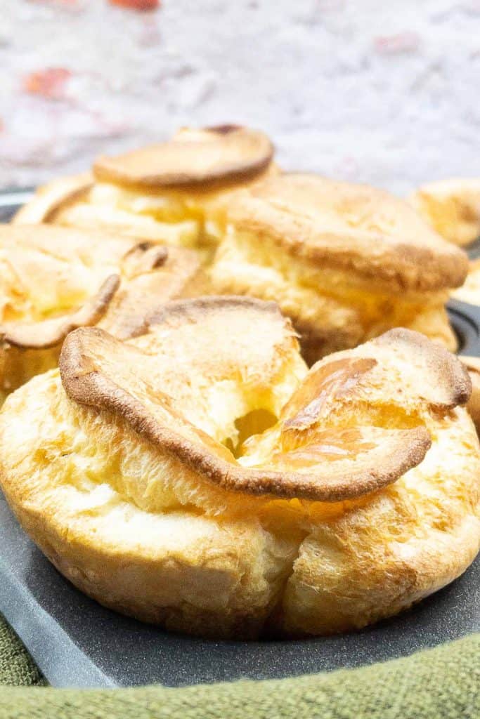 Homemade Yorkshire puddings, fluffly and light and ready to eat.
