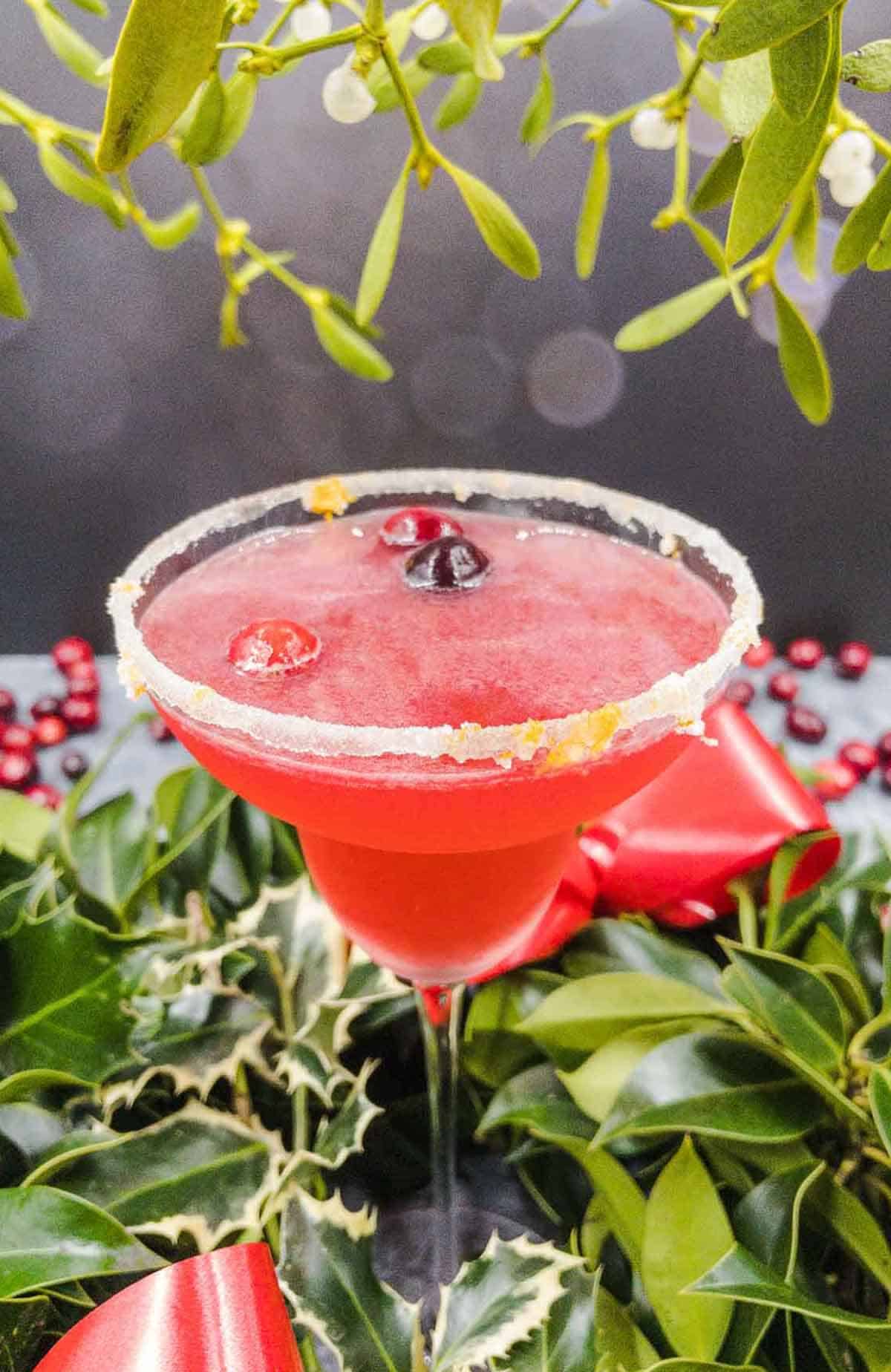 Cranberry margarita Christmas cocktail.