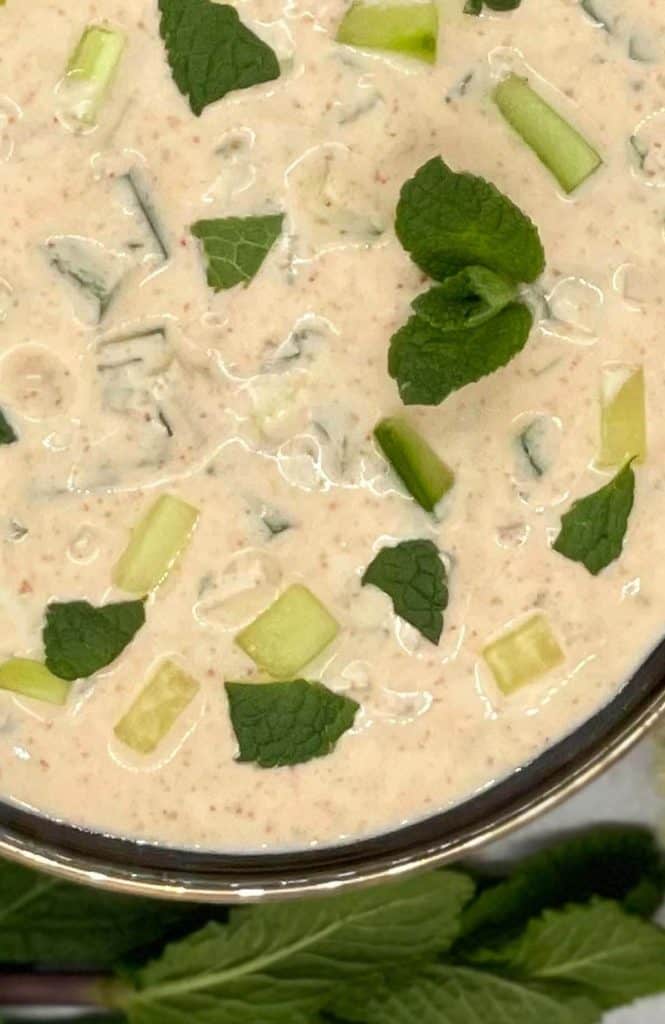 Delicious bowl of homemade Indian cucumber raita.