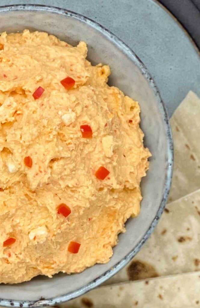 Close up of a bowl of tirokafteri.
