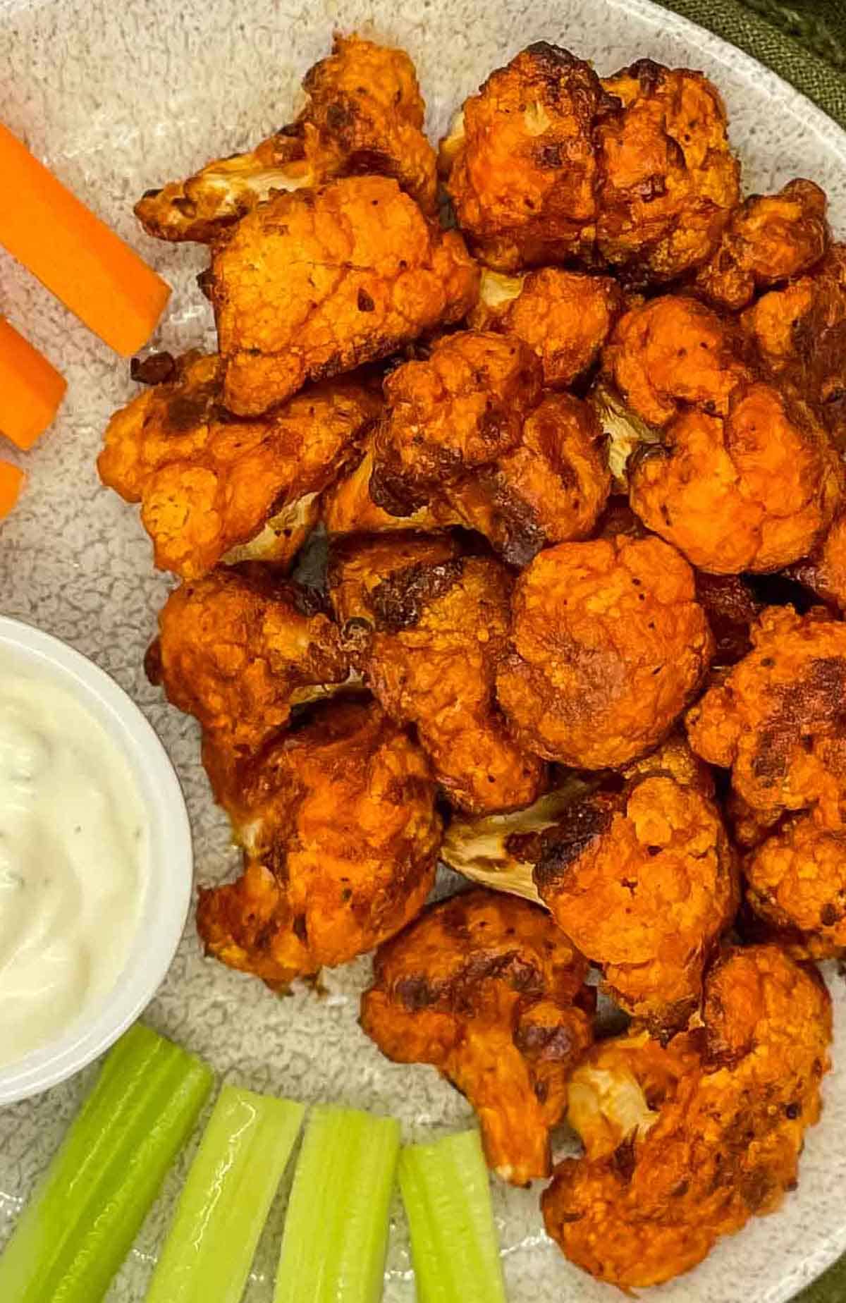 Buffalo cauliflower air fryer style.