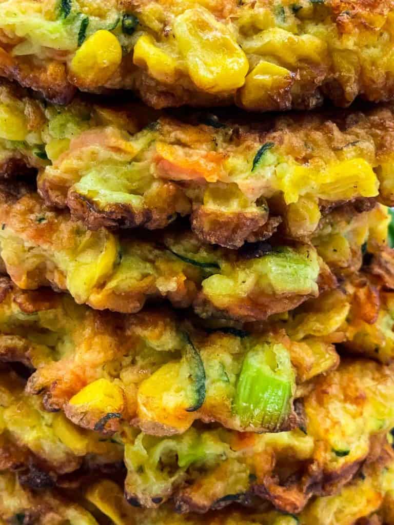 Close up of a stack of fritters.
