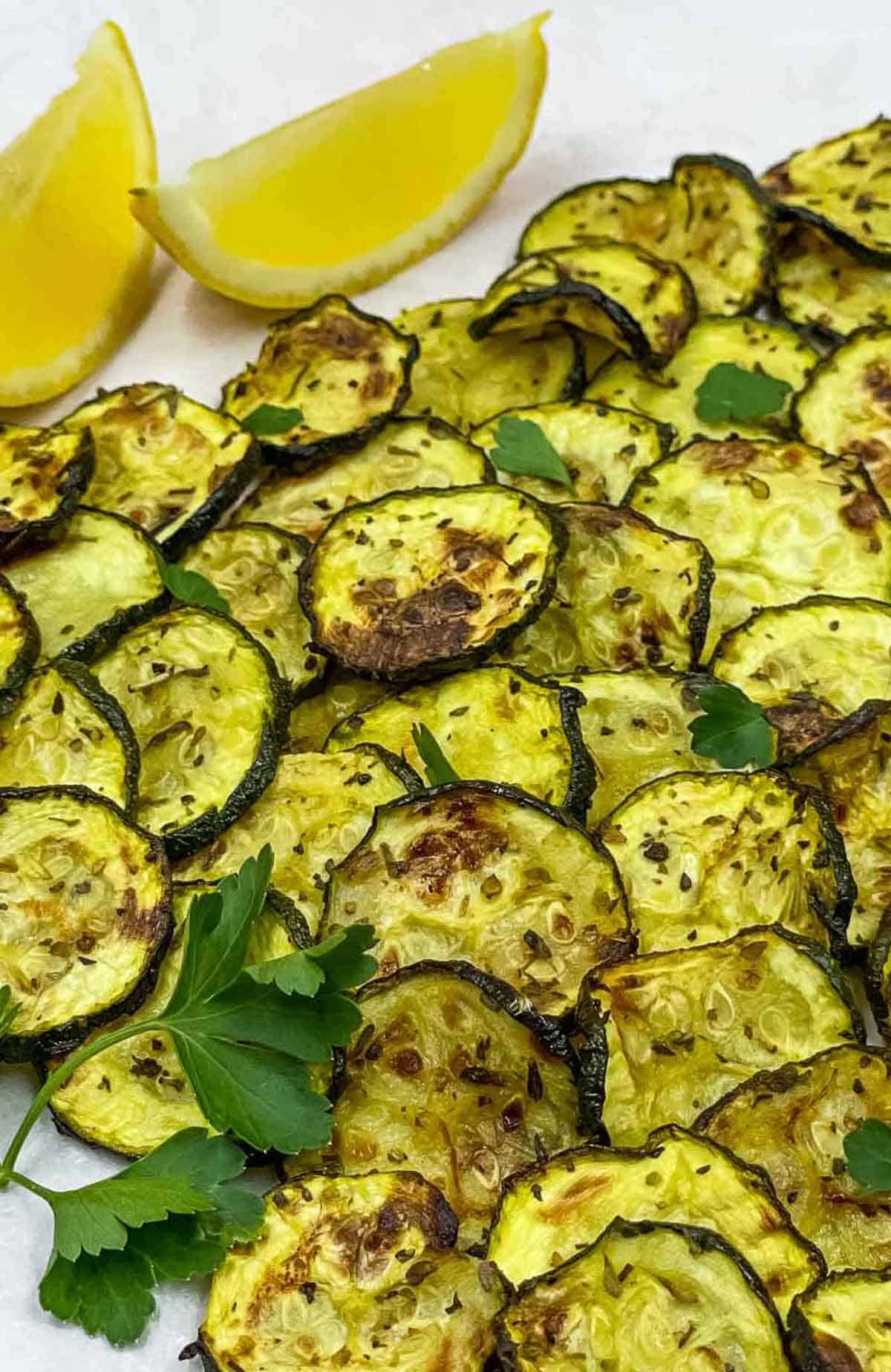 Air fryer zucchini ready to eat.