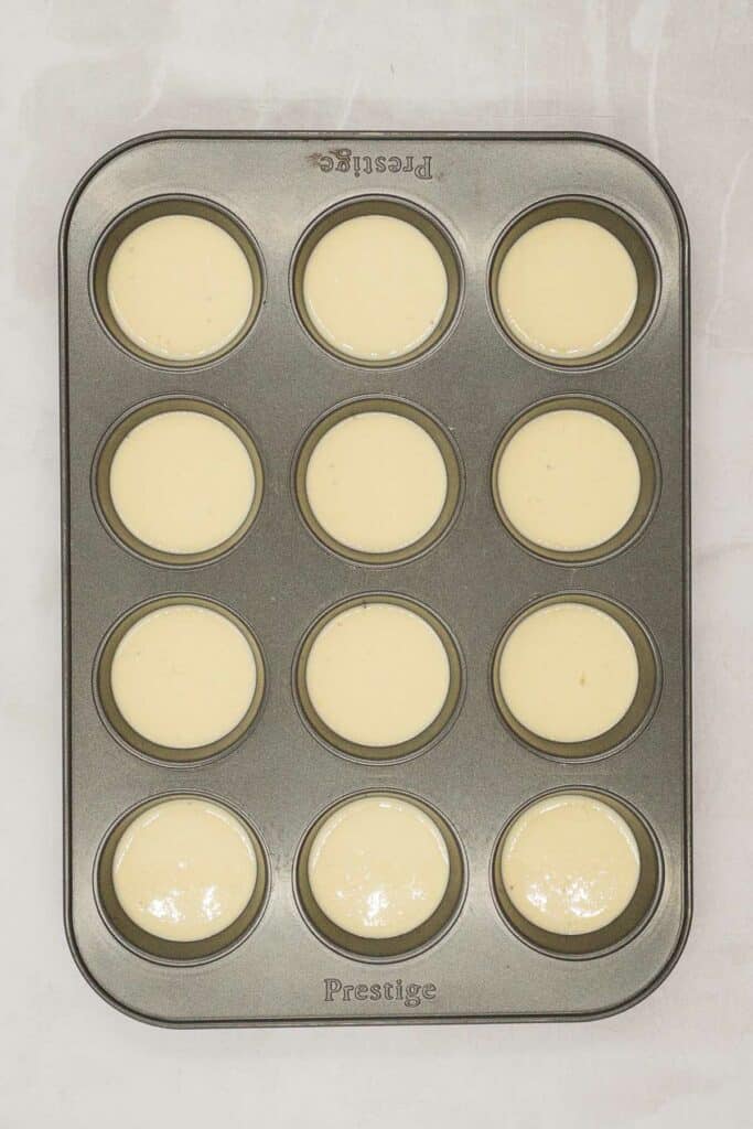 Yorkshire pudding batter in muffin tin.