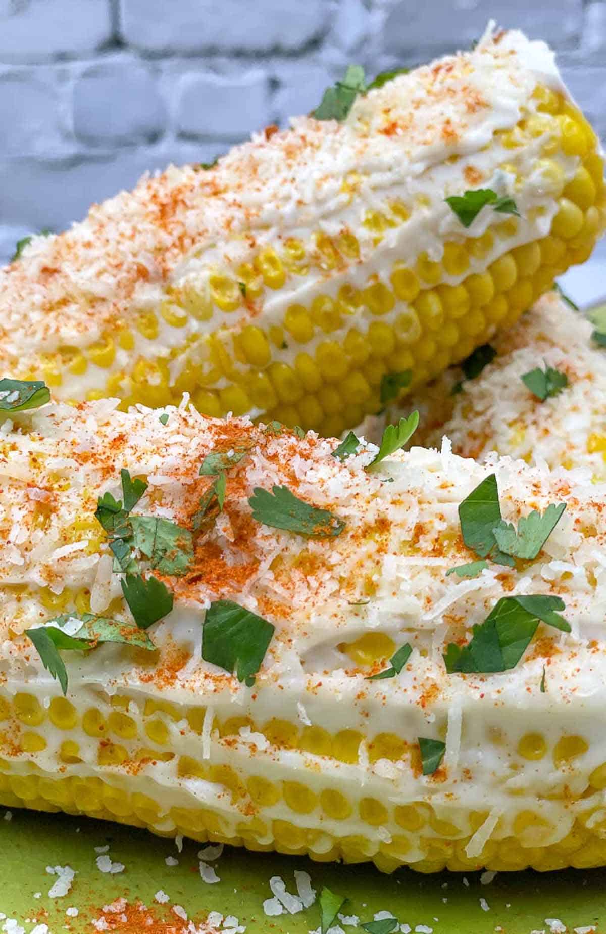 Mexican street corn straight out of the air fryer.