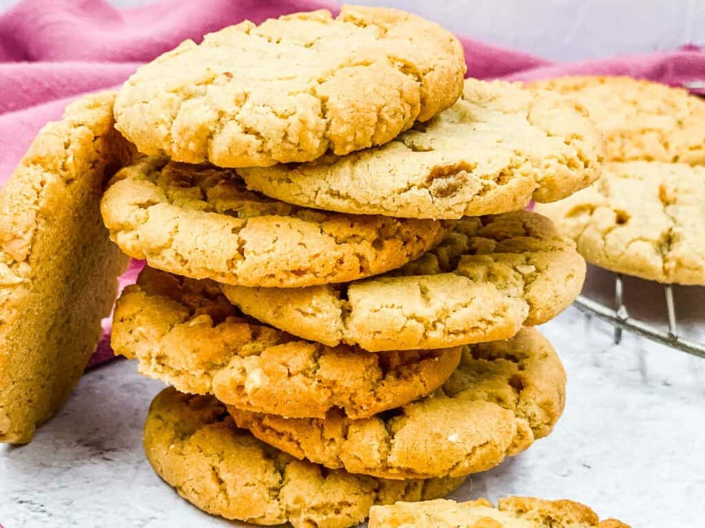 A stack of peanut butter cookies.