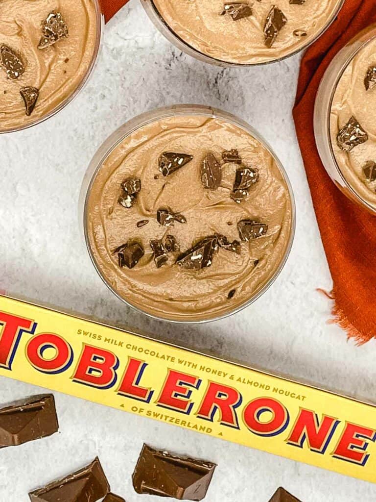 Chocolate mousse made with melted Toblerone.