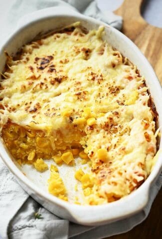 Delicious corn casserole freshly baked.