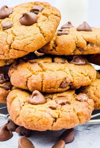 Delicious peanut butter chocolate chip cookies straight from the air fryer.