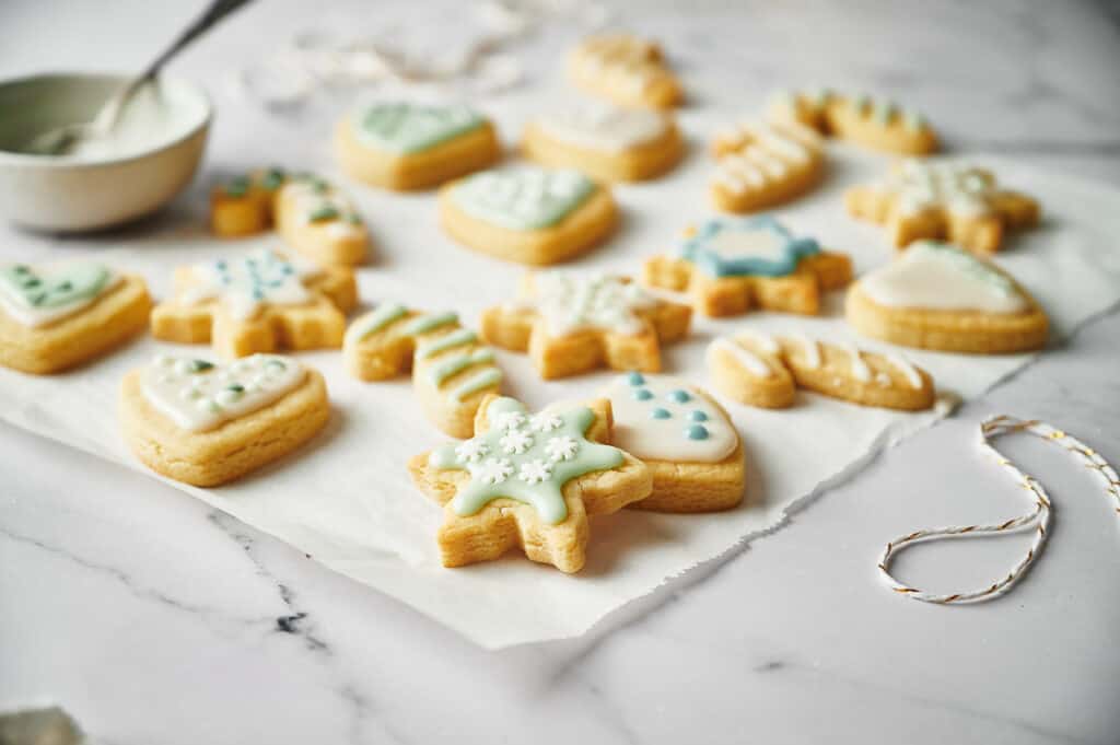 Christmas sugar cookies, freshly baked and ready to eat.