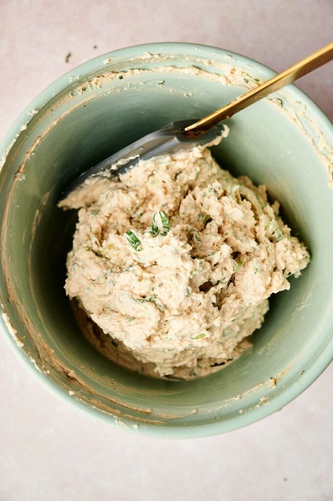 A bowl of mixture for your cheese ball recipe.