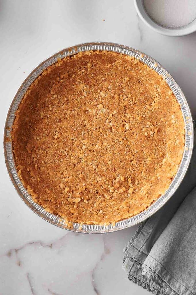 Graham cracker crust, baked.