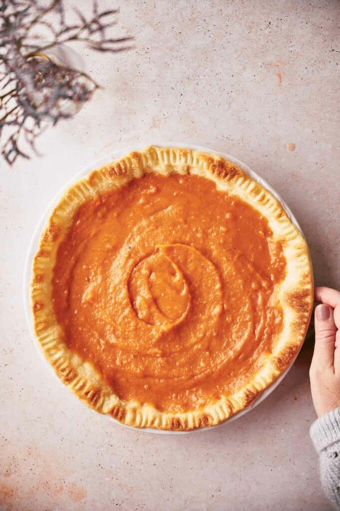 Cooked sweet potato pie.