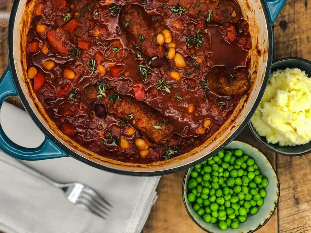 Homemade sausage casserole ready to eat.