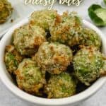 Cheesy Brussels sprouts bites image for Pinterest.