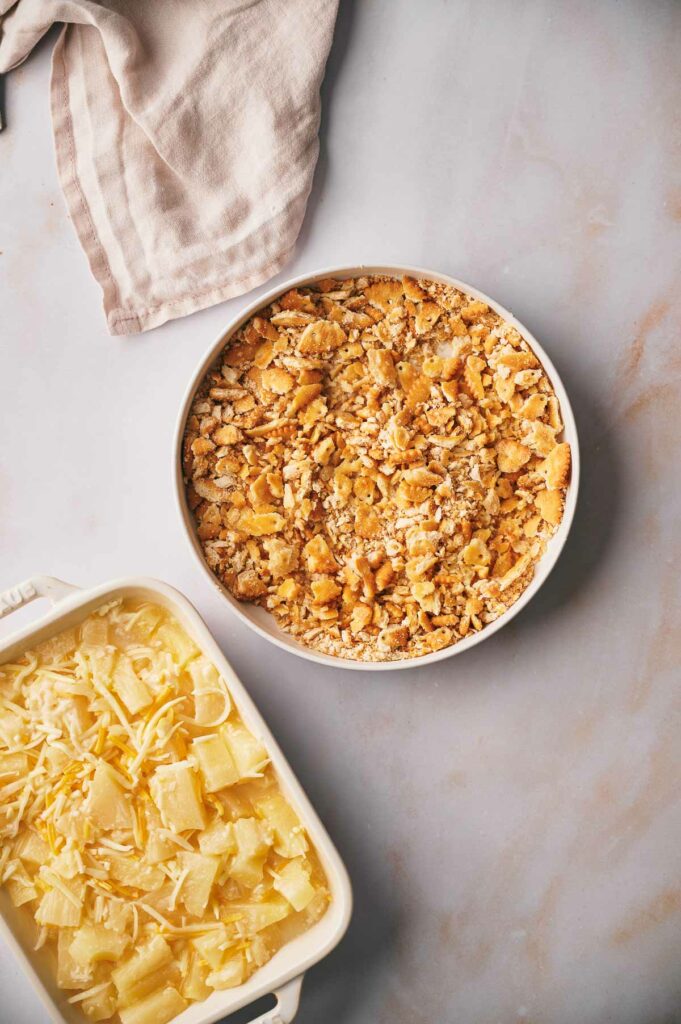 Ritz cracker crumbs mixed with melted butter.