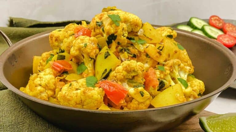 Aloo Gobi in a Balti dish.