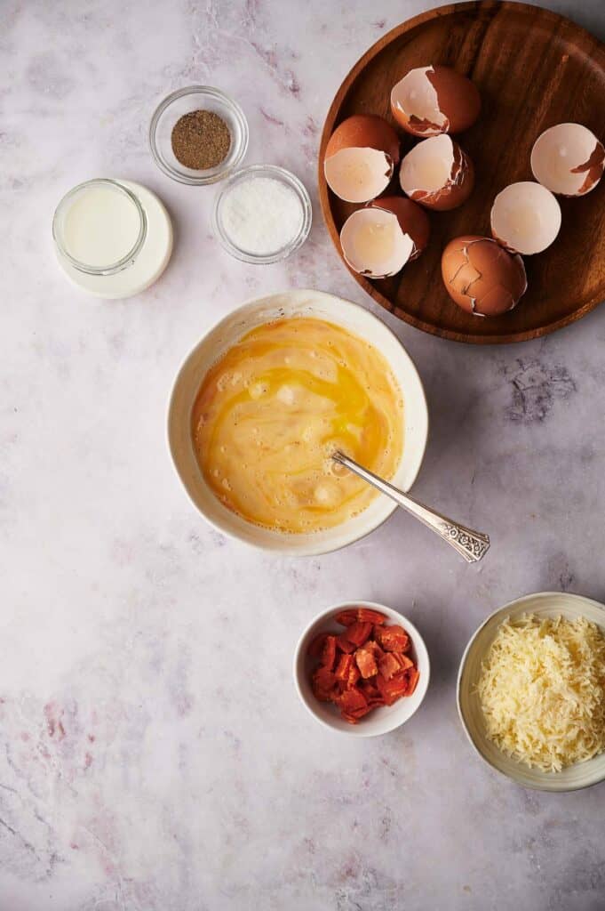 Egg mixture thoroughly combined.