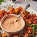 Air Fryer Sweet Potato Cubes image for Pinterest.