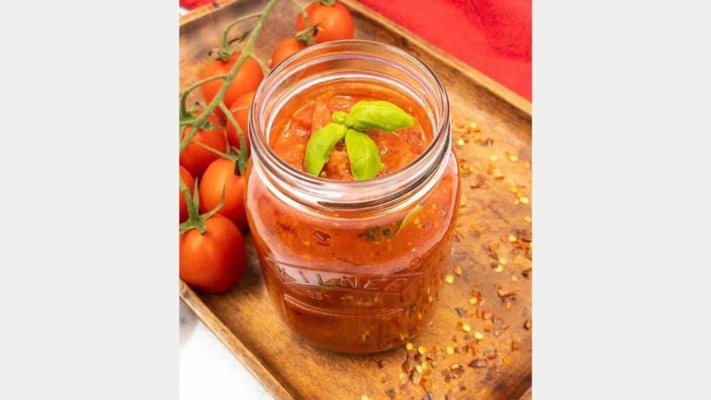 Arrabiata sauce in a jar.