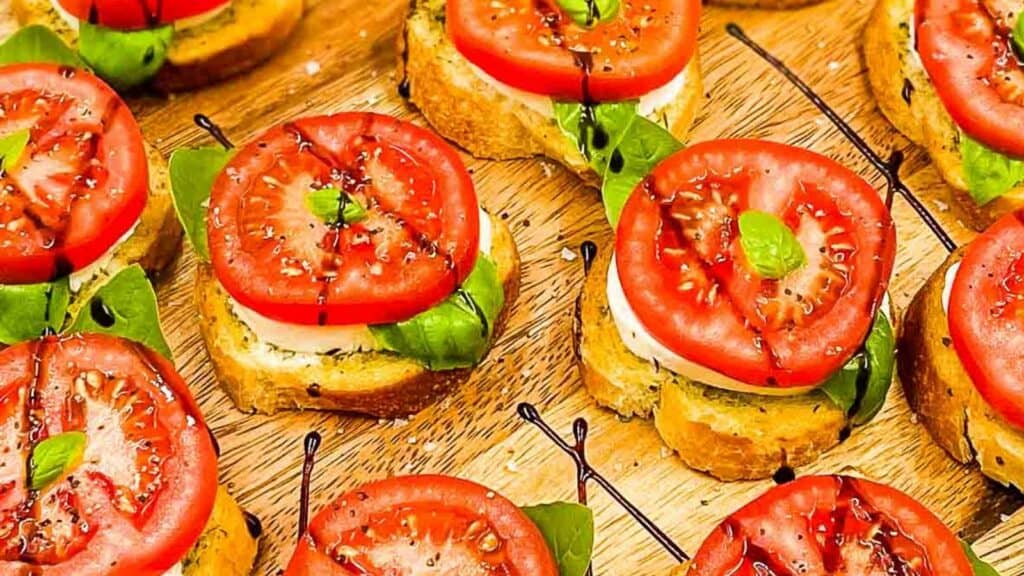 Caprese appetizers ready to eat.