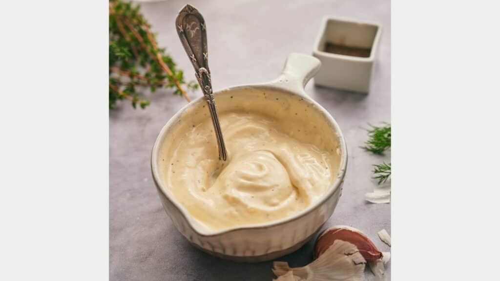 Garlic aioli freshly made.