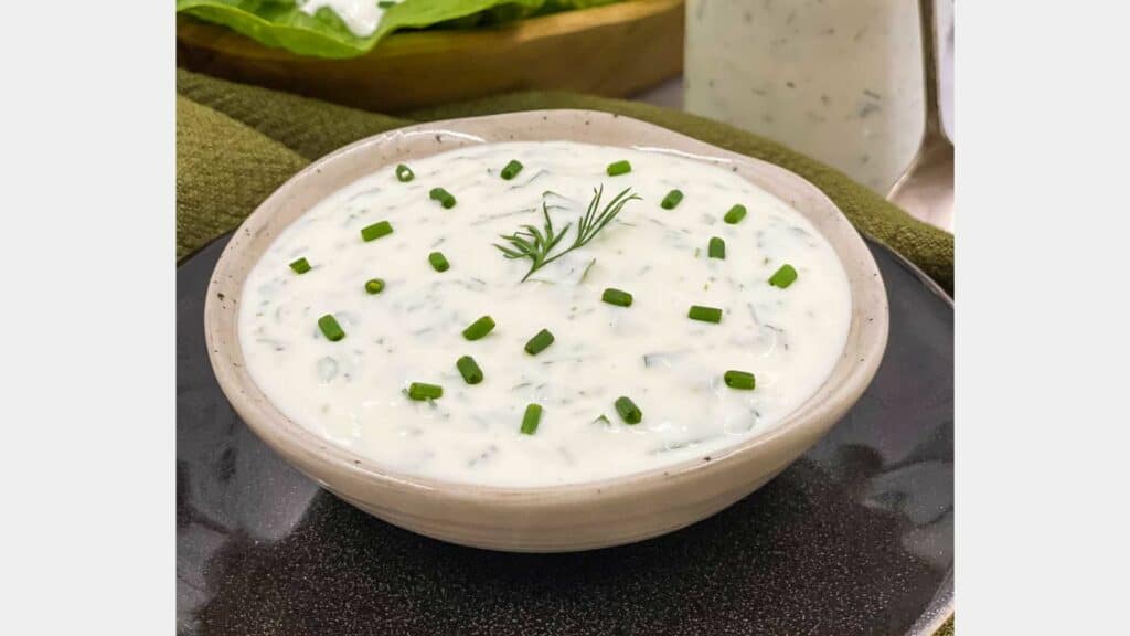 Ranch dressing in a dish.